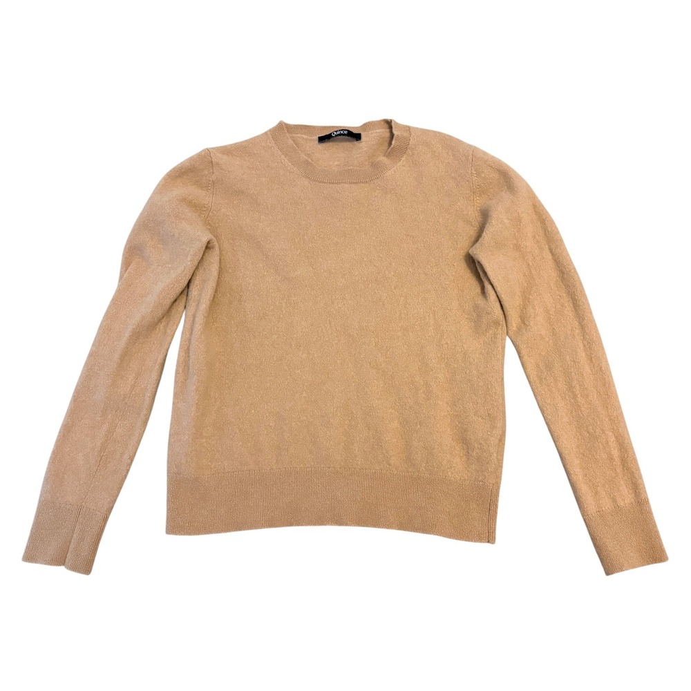 Quince Womens Large Sweater Tan 100% Cashmere Camel Luxury Tan Capsule Preppy